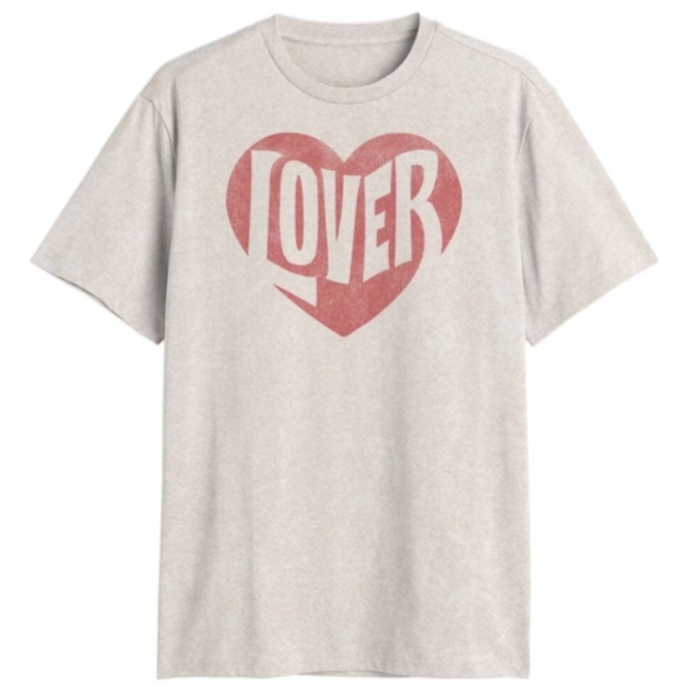 Kids Heart Graphic T-Shirt - Cream & Red